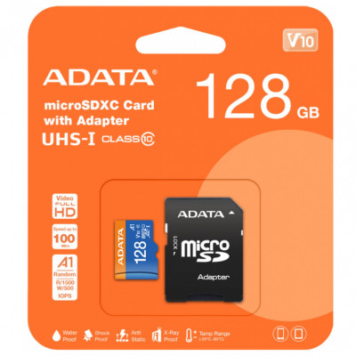 128 GB pamäťová Micro SD karta ADATA + SD Adaptér, CLASS 10